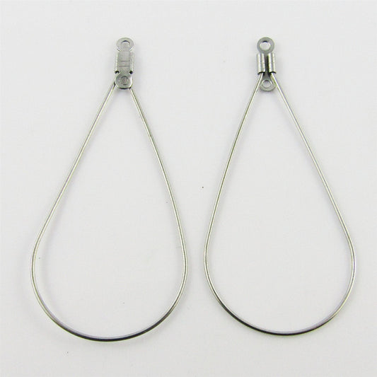 Bulk 10pcs Wire Teardrop Earring Component / Pendant SSteel 38mm Add Beads etc
