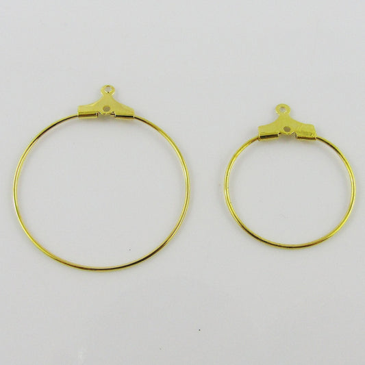Bulk 10pcs Hoop Wire Earring Component Gold Select Size Opens to Add Beads