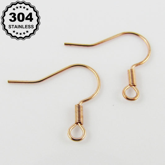 Bulk 20pcs DIY Earring Hook Finding 17x18mm 0.7mm Rose Gold 304 Stainless Steel