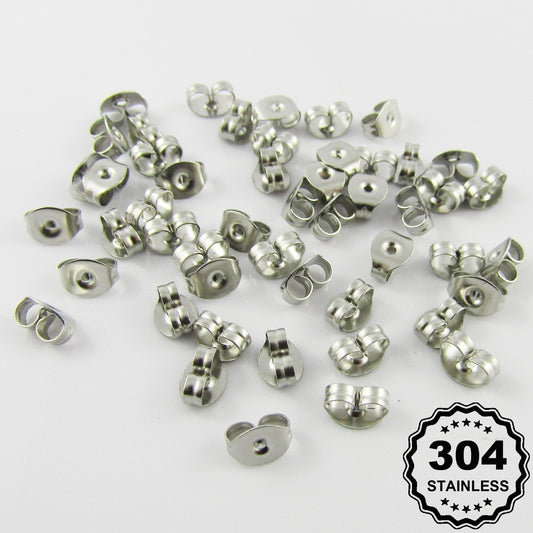 Bulk 50pcs (25pair) DIY Butterfly Earnut Earring Back 6x4.5x3.5mm 304 Stainless