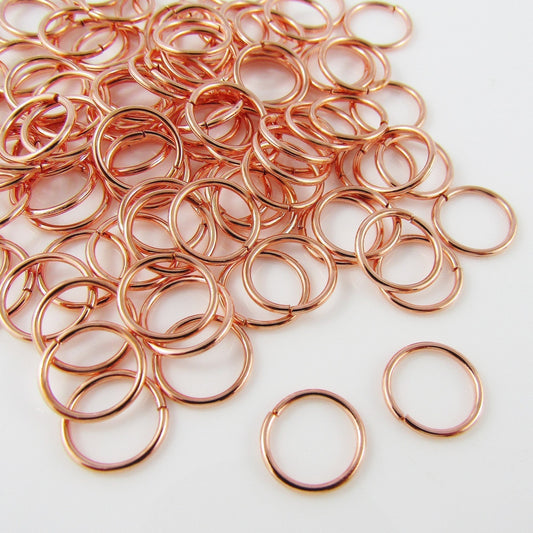 Bulk 100 pieces of 10x1mm Rose Gold Jump Rings Open Jumprings Findings