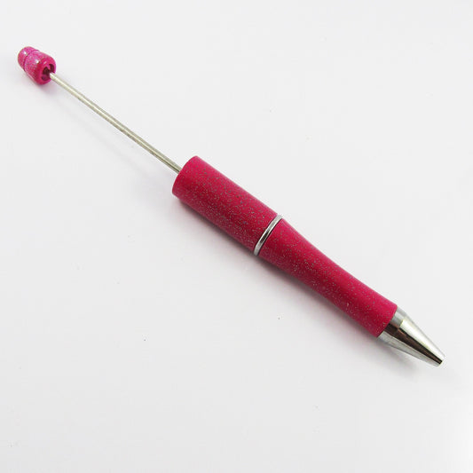 Blank DIY Raspberry Glitter Print Beadable Pen 144mm Select Qty