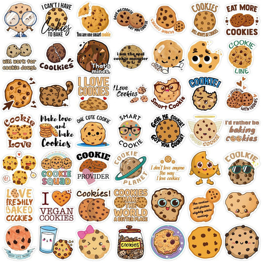 50pcs Choc Chip Cookie Sticker Bundle Schoolbooks Cards Junk Journal