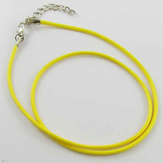 Bulk Pack 10pcs 2mm Yellow Cord Necklace 44cm with 5cm Extender