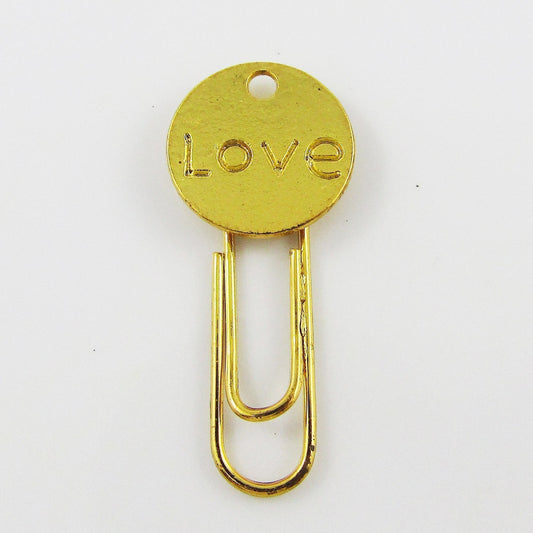 6pcs Gold Plate Love Message Paper Clip Photo Clip 35x15mm Journal Scrapbook