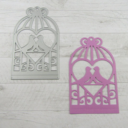 Lovebirds Birdcage Cutting Die Carbon Steel Scrapbooking Card Making etc