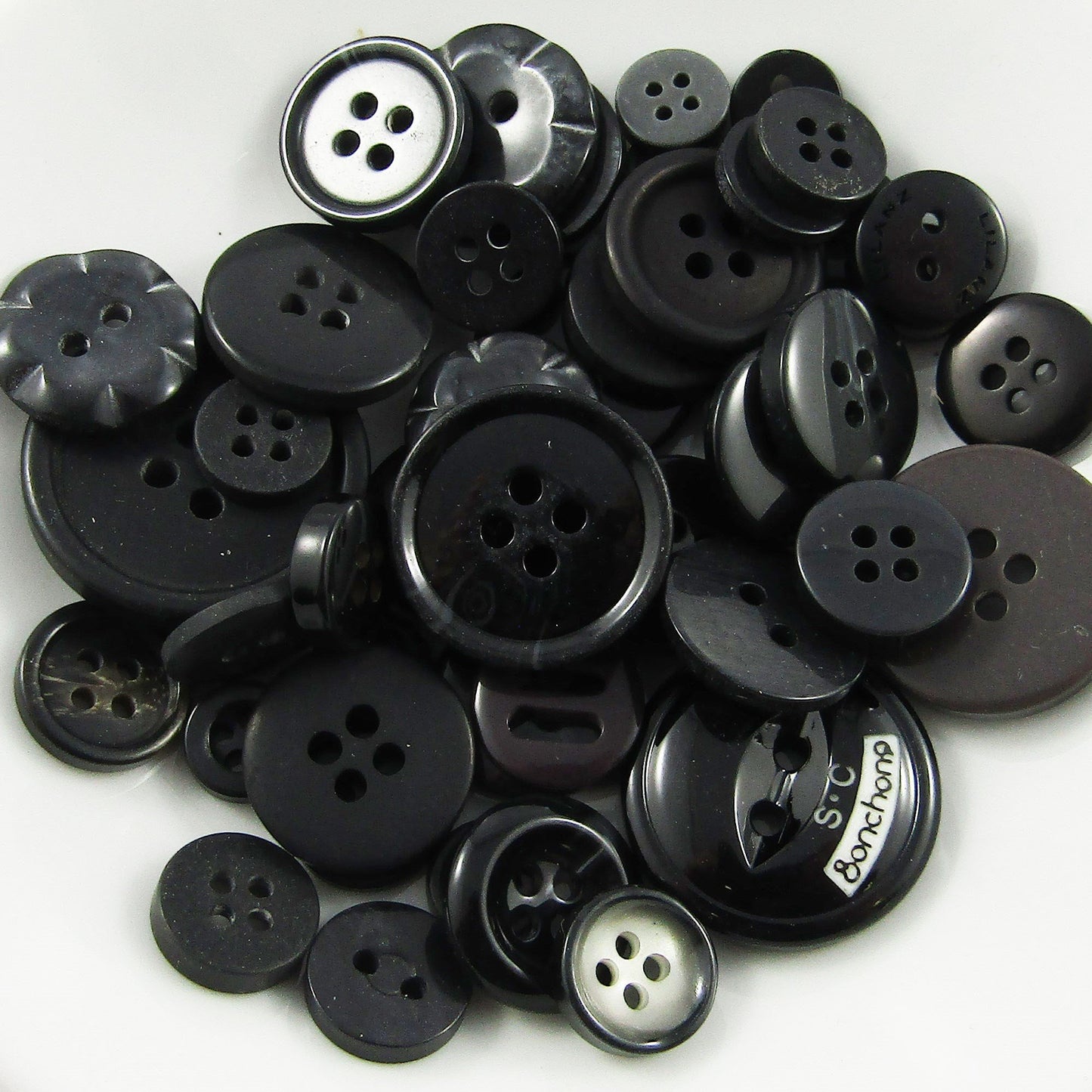 50gram Assorted Black Sewing Buttons RESIN Crafts Jewellery Junk Journal