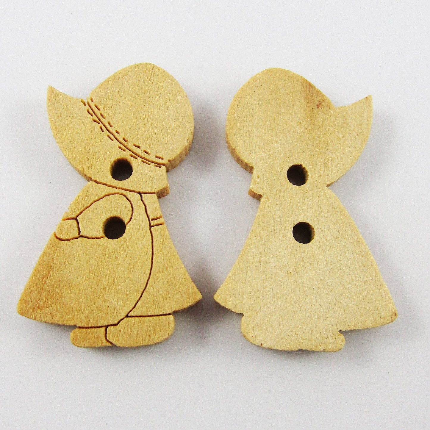 50pce Country Girl 2 Hole Wood Button 30x17mm Kids Child Sewing