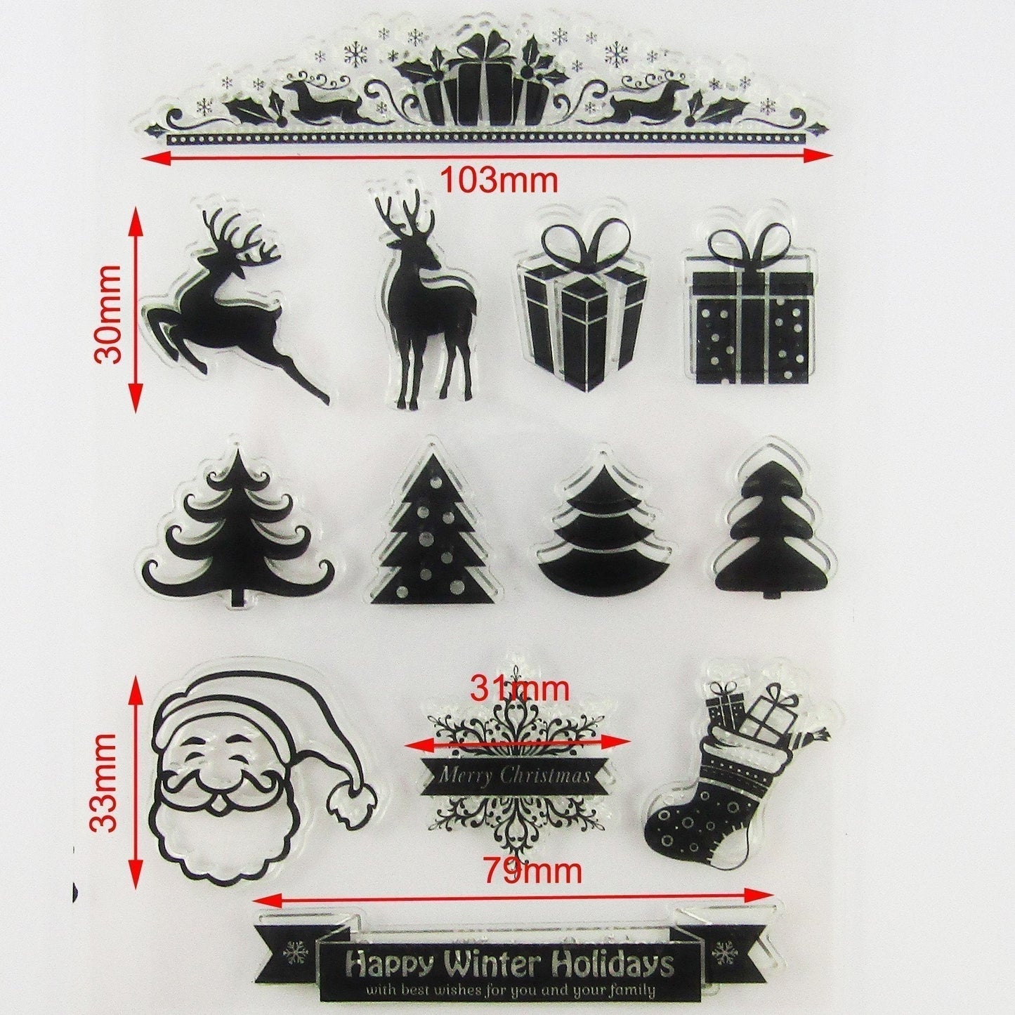 Happy Winter Holidays Christmas Clear Stamp Silicone Rubber Scrapbooking Cards