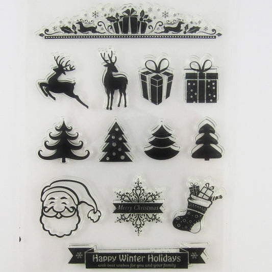 Happy Winter Holidays Christmas Clear Stamp Silicone Rubber Scrapbooking Cards