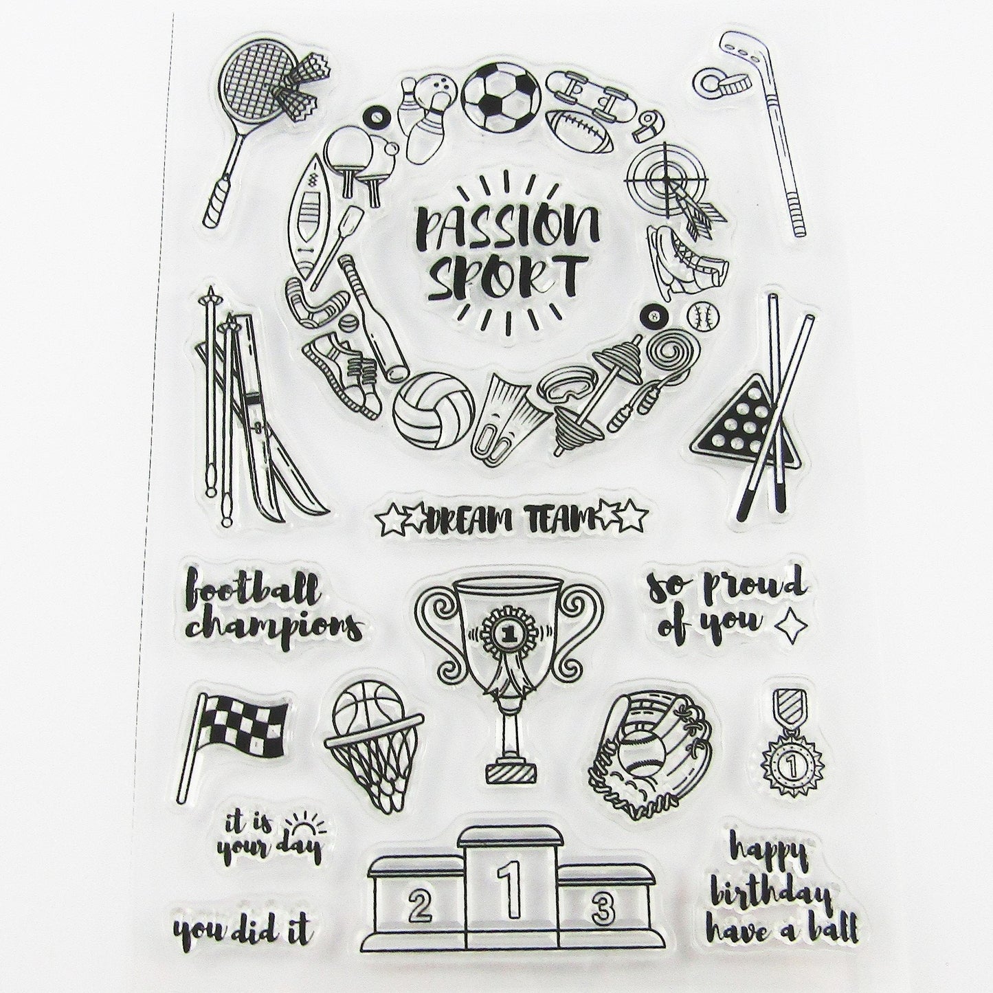Passion Sport Clear Stamp Sheet Silicone Rubber Journal Scrapbooking Card Making