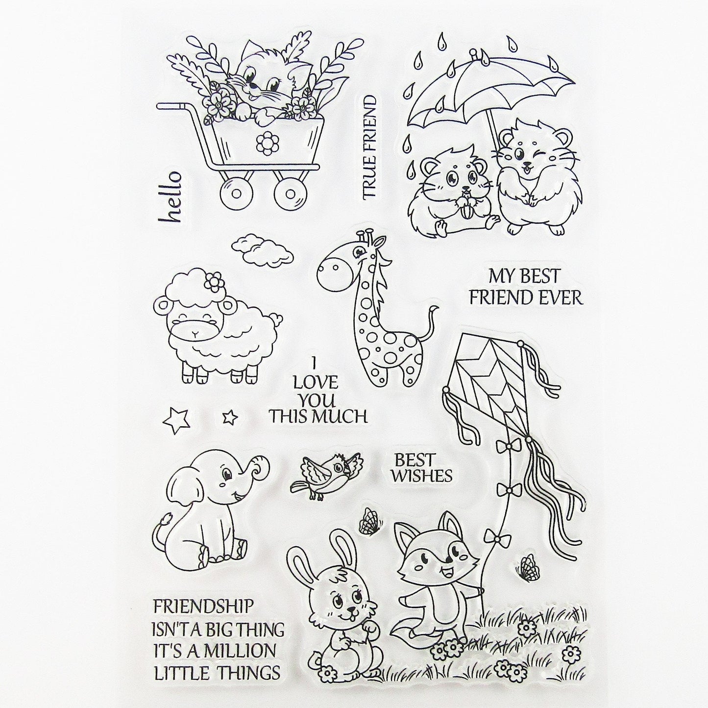 Best Friends Clear Stamp Sheet Silicone Rubber Journal Scrapbook Card Making