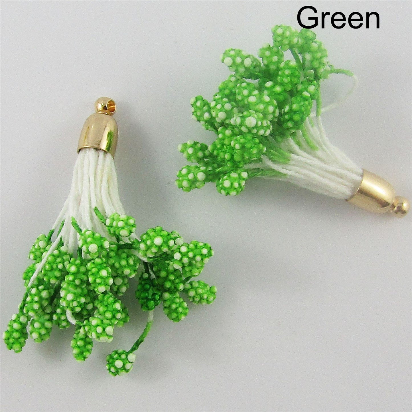 10pce Cotton & Foam Berry Tassel with Brass Cap 37mm Pick Colour Earrings etc
