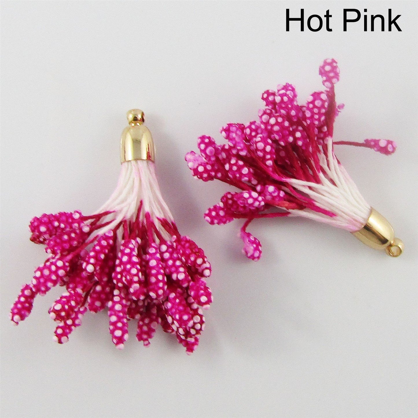 10pce Cotton & Foam Berry Tassel with Brass Cap 37mm Pick Colour Earrings etc