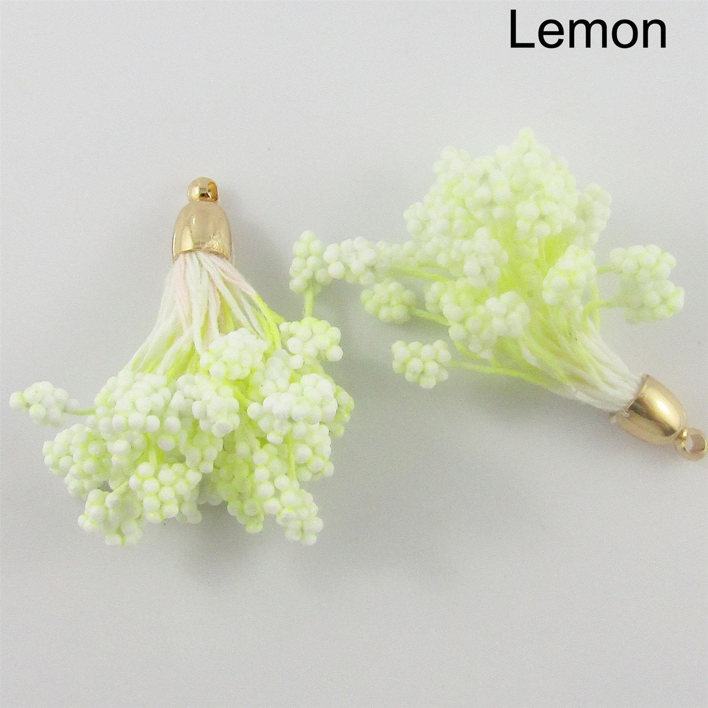 10pce Cotton & Foam Berry Tassel with Brass Cap 37mm Pick Colour Earrings etc