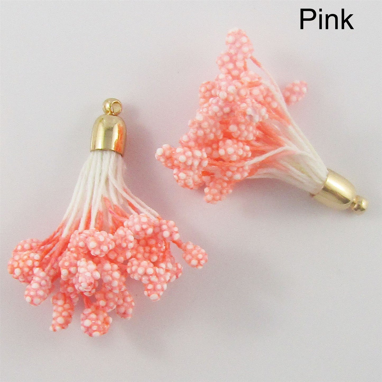 10pce Cotton & Foam Berry Tassel with Brass Cap 37mm Pick Colour Earrings etc