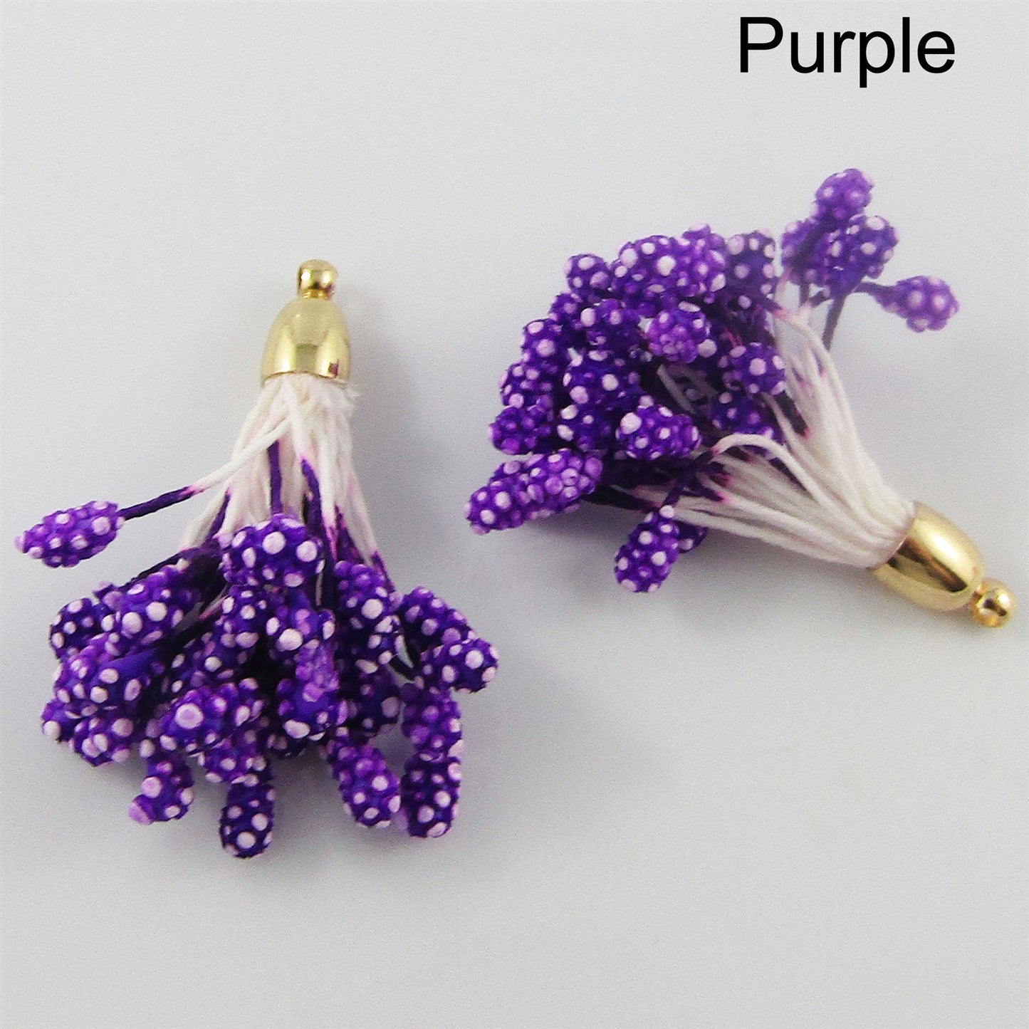 10pce Cotton & Foam Berry Tassel with Brass Cap 37mm Pick Colour Earrings etc