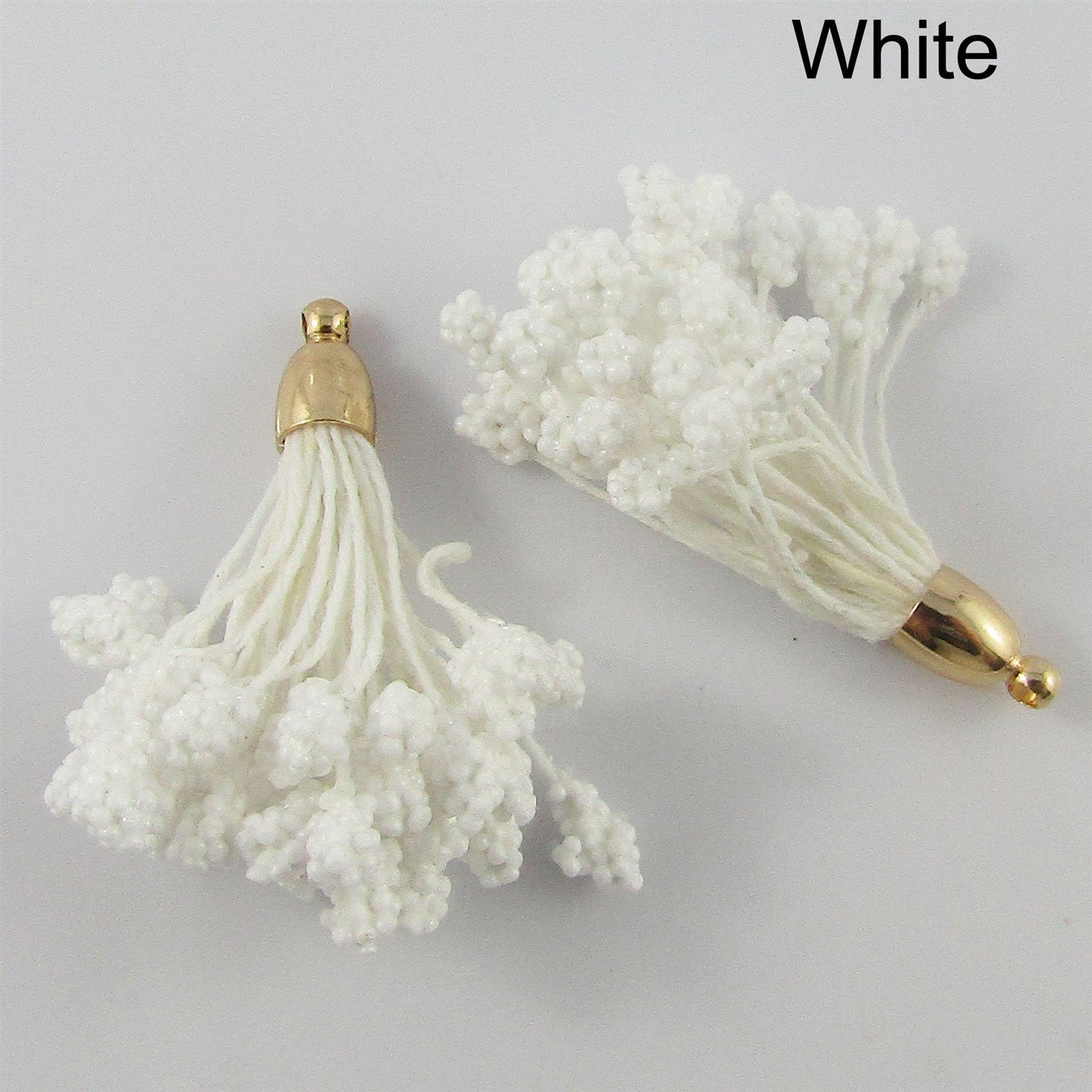 10pce Cotton & Foam Berry Tassel with Brass Cap 37mm Pick Colour Earrings etc