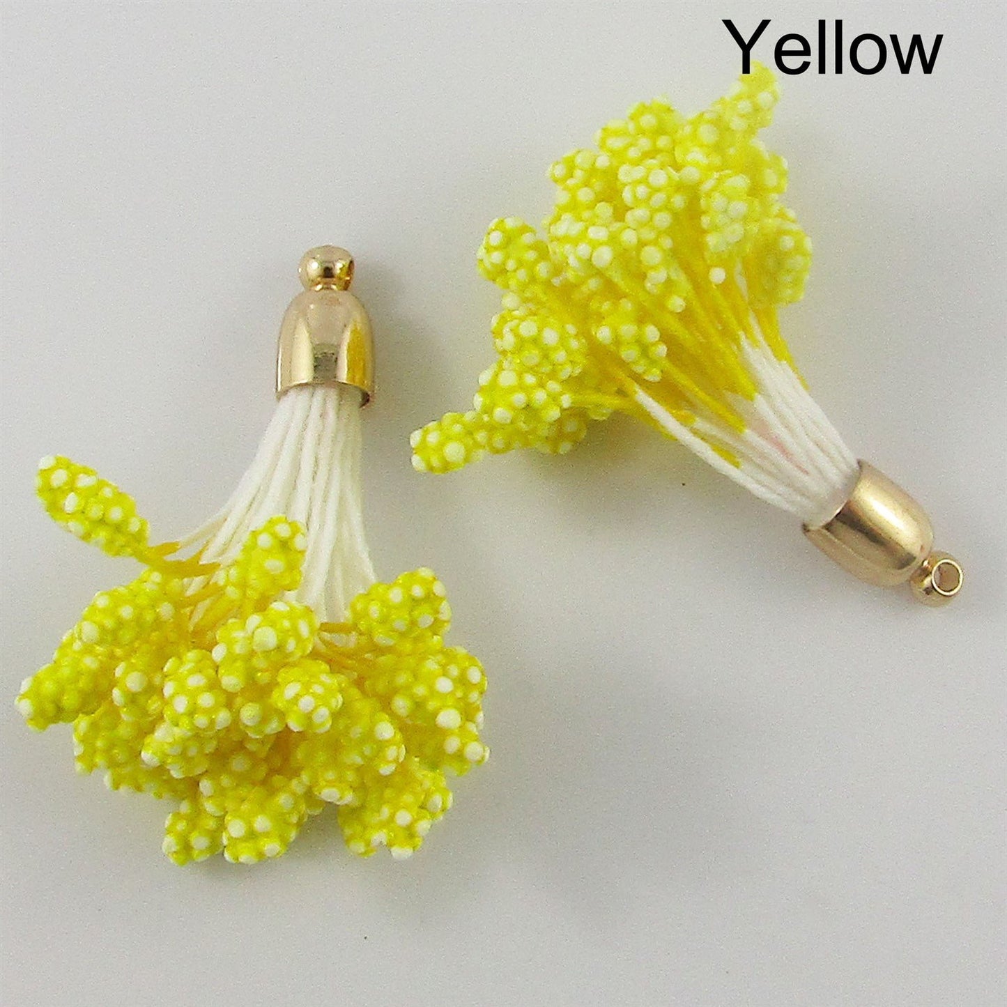 10pce Cotton & Foam Berry Tassel with Brass Cap 37mm Pick Colour Earrings etc