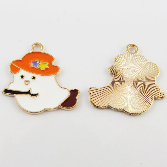 Bulk 10pce Enamel Ghost Witch Charm Pendant Halloween Ghost Broomstick 23x23mm